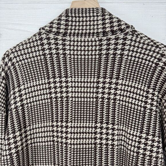 Zara Houndstooth Double Breasted Oversized Knit Sweater Blazer Jacket Size M - Picture 9 of 16